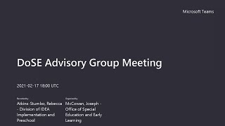DoSE Advisory Group Meeting 2/17/2021