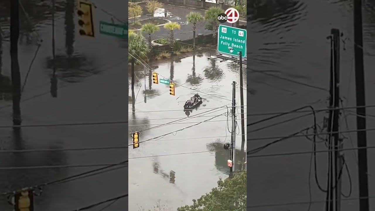 Charleston Hospital Worker Gets To Work By Boat During Flooding