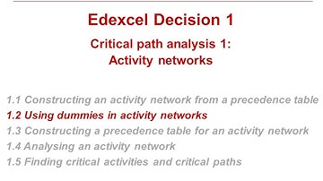 EDX Decision 1: Critical path analysis 1-2