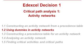 EDX Decision 1: Critical path analysis 1-2