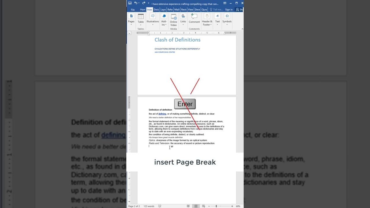 Insert Page Break In MS Word Document JCC Tangi