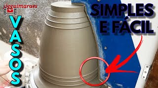 Como fazer vaso de cimento, desde o vaso grande até o pequeno! NOVO MÉTODO FÁCIL