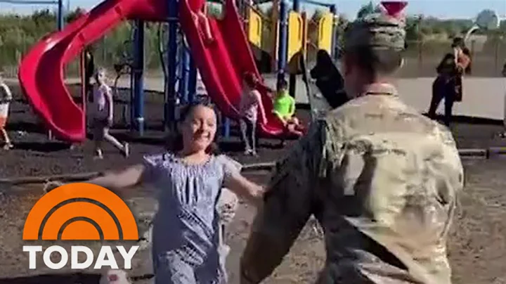 Military Dad Gets Double Dose Of Love During His H...