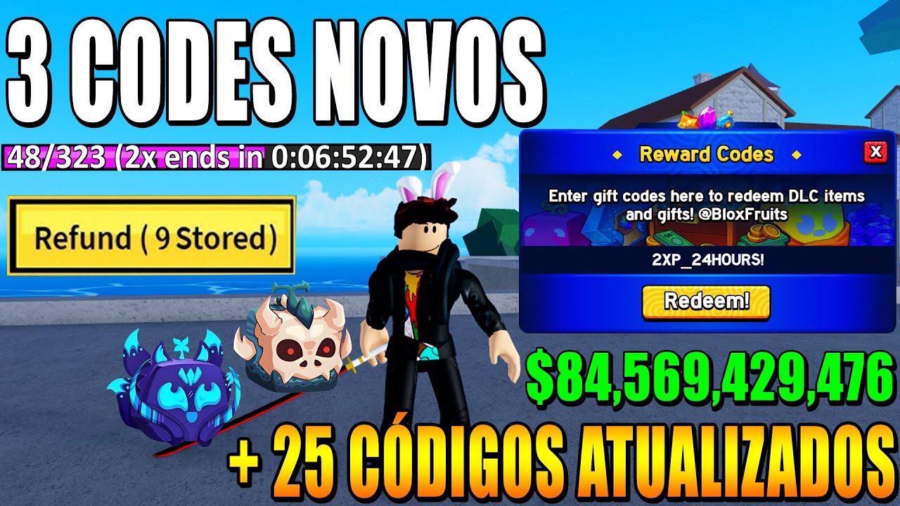 NOVOS CÓDIGOS + 25 CÓDIGOS DE 2X XP BELI E RESET NO BLOX FRUITS 2024 ...