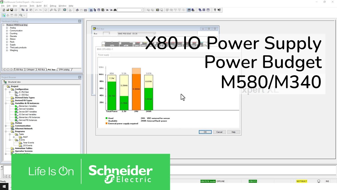 X80/IO Power Supply Budget in M580/M340 Architecture Schneider