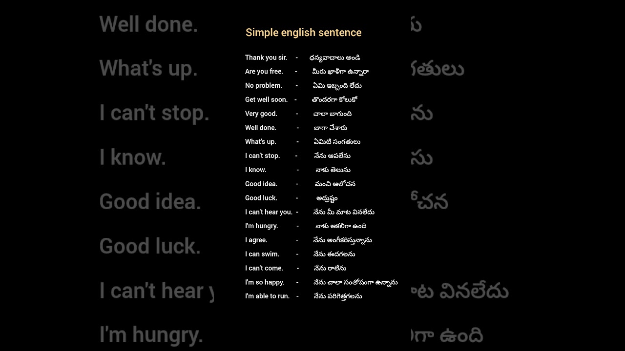 simple daily use english sentences.
