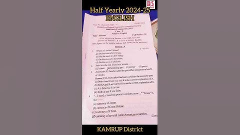 English Half Yearly 2024-25 Question Paper Class 10 (Kamrup District) #Class10EnglishHalfYearly2024