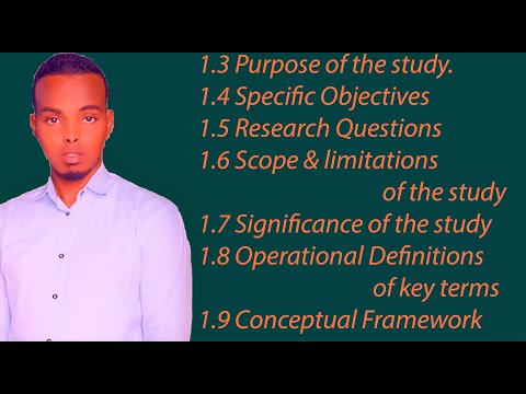 Sida loo qoro | CHAPTER ONE | 1.3 Purpose of the study ilaa 1.9 Conceptual framework