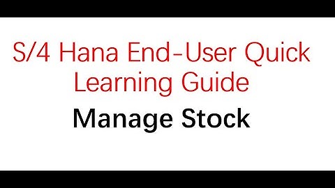 SAP S/4 Hana Manage Stock