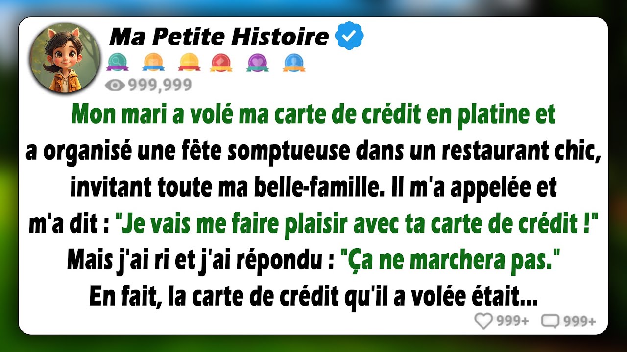 Mon mari a volé ma carte de crédit Platinum et a organisé une fête somptueuse dans un restaurant...