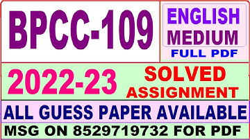 bpcc 109 solved assignment 2022-23 / bpcc 109 solved assignment in English / ignou ba psychology