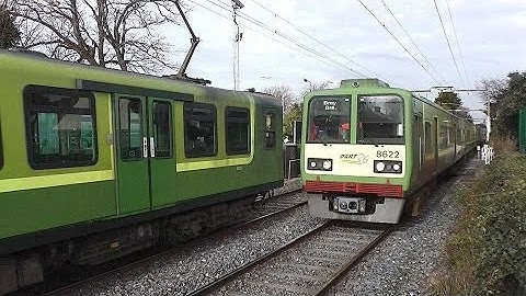 IE 8300 and 8520 Class Dart Trains - Merrion Gates Level Crossing