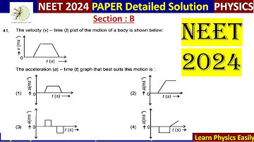 The velocity (v) - time (t) plot of the motion of a body is shown below:The acceleration #neet2024