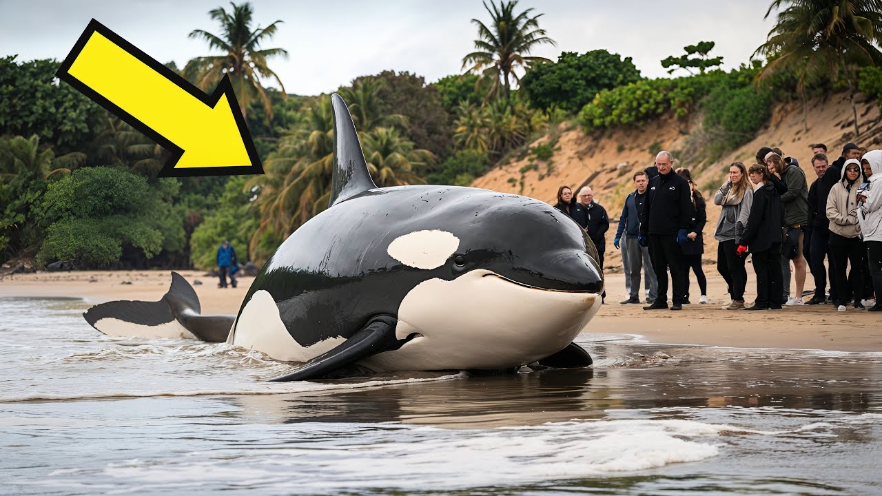 Outline Video People surrounded a stranded killer whale. See what happened next!