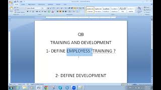 1  TRAINING AND DEVELOPMENT