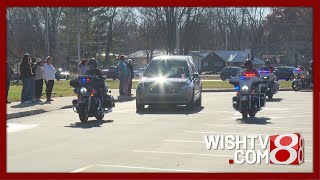 Community gathers at Delaware County Sheriff's Office for procession of Corporal Blake Reynolds