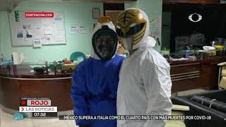 El Power Ranger white llegó al hospital regional de petróleos mexicanos en Minatitlán