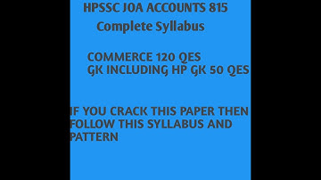 HPSSC JOA ACCOUNTS SYLLABUS ||JOA ACCOUNTS || JOA AC 1072||AUDITOR 1036 || Sr Assitant ACCOUNTS ||