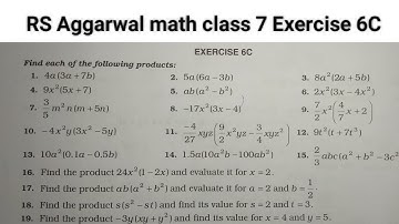 RS Aggarwal math class 7 Exercise 6C ।। Class 7 Exercise 6C RS Aggarwal math solution । Algebra
