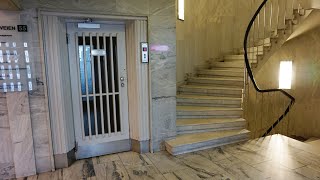Amazing beautiful 1952 unknown traction elevators (mod by KONE) @ Parkveien 55, Oslo, Norway