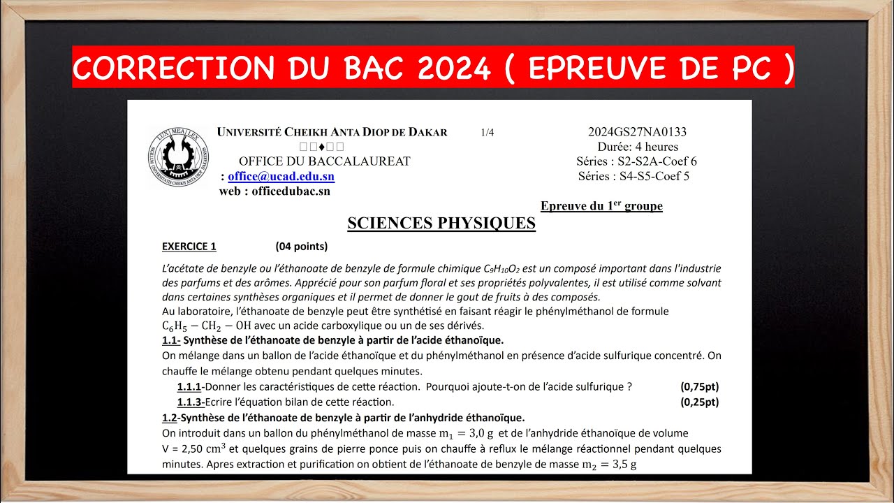 Correction BAC 2024 Physique-Chimie  : Sujets + Mthode + Astuces ...