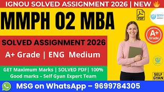 MMPH 02 SOLVED ASSIGNMENT 2026 MBA IGNOU Download | Ready PDF + Handwritten Format | Pass Without