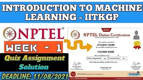 Introduction to Machine Learning -IITKGP NPTEL Assignment 1 week 1 2024