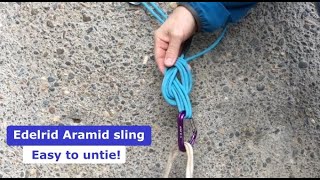 Untying a weighted Edelrid Aramid sling