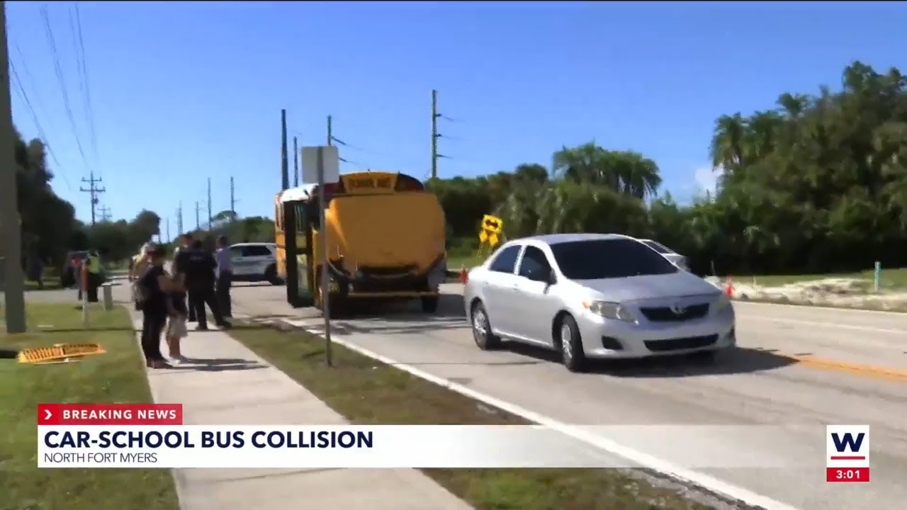 School bus with children inside crashes in North Fort Myers - YouTube