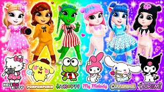 😱 MY TALKING ANGELA 2 HELLO KITTY PARTY  🌈 ALL SANRIO CHARACTERS COSPLAY ✨