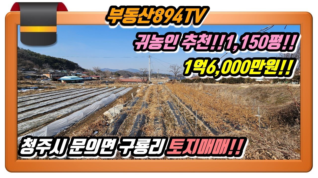 [청주토지매매]대토나 귀농인 추천 저렴한 1,150평 땅!! 청주시 상당구 문의면 구룡리 토지매매!!,#청주토지매매,#문의면구룡리토지매매