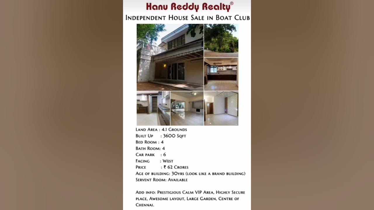 BOAT CLUB CHENNAI HOUSE FOR SALE YouTube