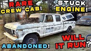Famous ABANDONED 1978 F250 CREW CAB! Will It Run?! The engine is STUCK! Abandoned for decades! Net Worth