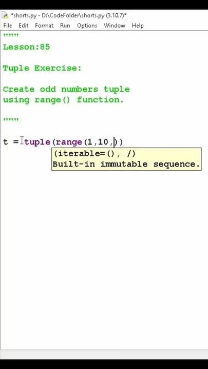how to create odd numbers tuple in python using range function #shorts ...