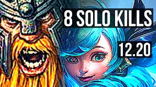 OLAF vs GWEN (TOP) | 9/0/9, 8 solo kills, 1000  games, Legendary | EUW Challenger | 12.20