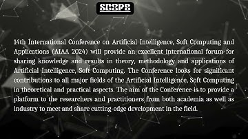 14th International Conference on Artificial Intelligence, Soft Computing and Applications  AIAA 2024