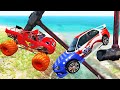 Cars Lightning Mcqueen &amp; Monster Truck - Destructive obstacle jumps + Blaze And The Monster Machines
