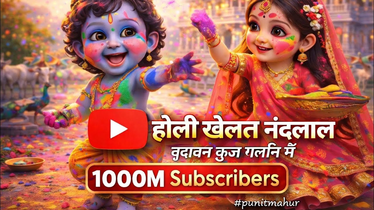 होली के रंग राधा रानी के संग 🎨 होली खेलत नंदलाल वृंदावन कुंज गलीन में 🌸 #Holi #Holi2026 #punitmahur 