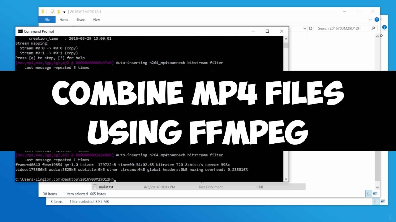 Combine Mp4 Files Using Ffmpeg On Windows (Without Re-Encoding)