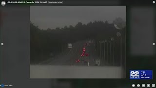 I-90 westbound in Palmer closed due to vehicle fire, crash