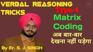 TYPE 4 MATRIX CODING WITH SHORT TRICK ΰ₯€ΰ₯€ VERBAL REASONING ll By Er. S. J. SINGH II Reasoning tricks