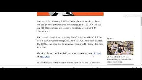 BHU 2019 UG/PG Admissions: UET and PET 2019 result declared; check at bhuonline.in