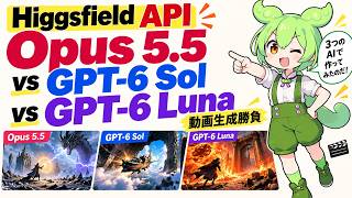 Opus 5.5 vs GPT-6 Sol vs GPT-6 Luna、動画生成でガチ比較してみた【Higgsfield API】