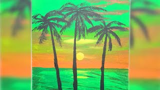 palm acrylic painting easy trees paint tutorial