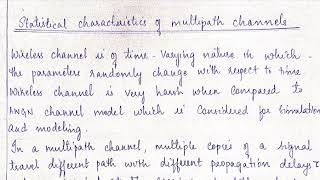EC302 Module 6 Part 2: Statistical characteristics of multipath channels