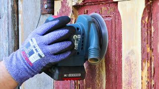 Renovating an old door with the 18V Bosch GEX 185-Li Random Orbital Sander