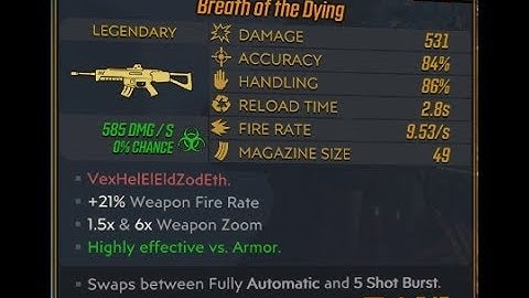 Borderlands 3 Breath of the Dying Legendary assault rifle and red text effects