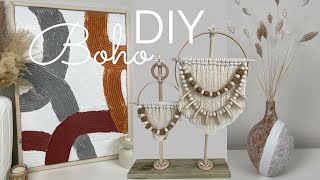 3 Boho DIY Home Decor/ Large Plaster Texture Wall Art/ Boho Statue & Boho Vase