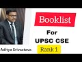 Booklist  for upsc prelims exam  aditya srivastava  rank 1 