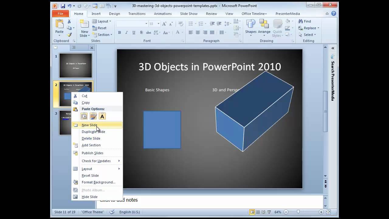 3D Shapes PowerPoint 2010 - YouTube